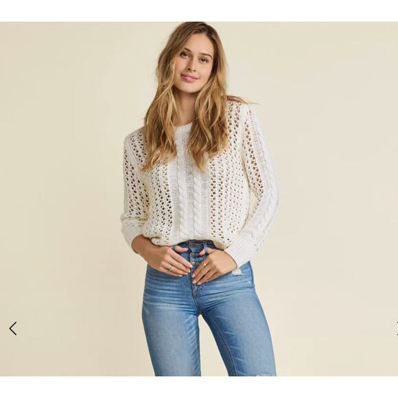 New with tags, VENUS Bow Tie Crochet Sweater, Cream, Size XL - Picture 2 of 15